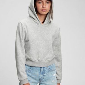 Gap Teen Cropped Light Heather Grey Hoodie Size 14-16